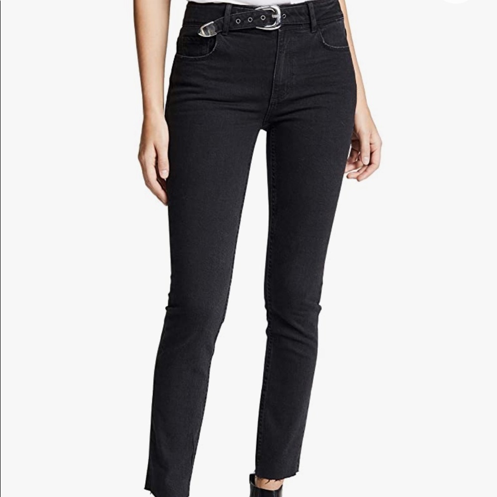 PAIGE Women's Hoxton Ankle Peg Jeans with Belt. Black. Size 31.